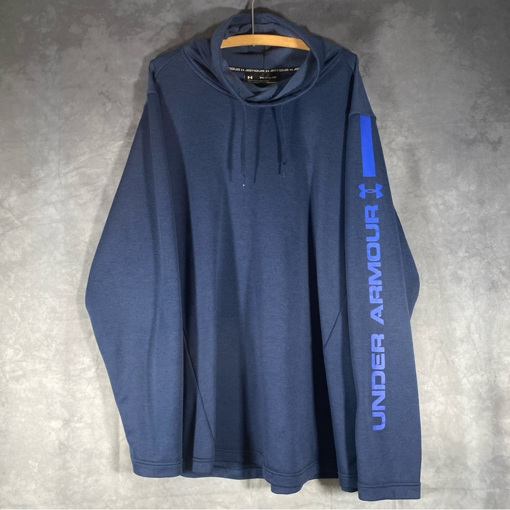 Under Armour Funnel‎ Neck Pullover Blue Sweatshirt size 3Xl Loose Fit Spellout